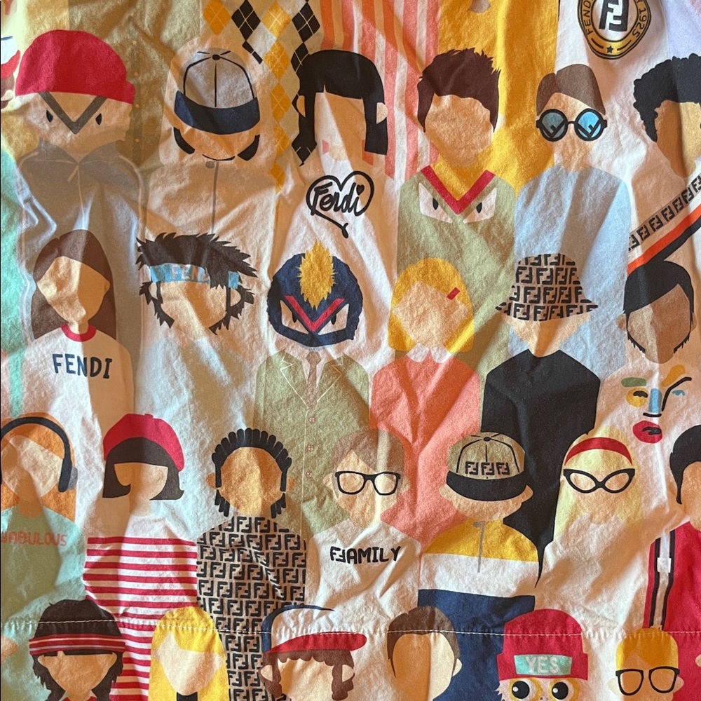 Fendi Girls Multicolor Printed Cotton Dress with White Peter Pan Collar - Picture 4 of 5